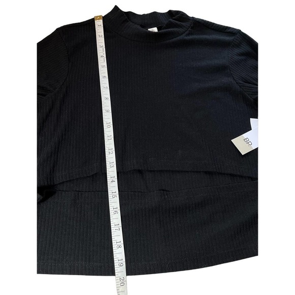Bp. Black Ribbed Mock Neck Women Top with Front Midriff Cutout - Size 1x - NWT - Picture 9 of 9